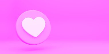 Pembe arka planda izole edilmiş pembe bir slindir üzerindeki kalp simgesi. Aşk sembolü. 3d hazırlayıcı