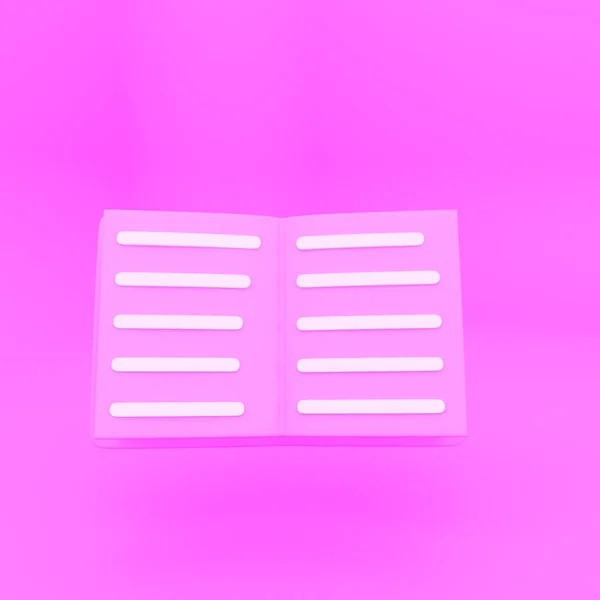 cartoon style minimal Open book isolated on pink background. 3d rendering