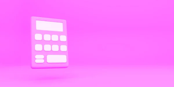 Minimal tecknad stil Grundläggande miniräknare isolerad på rosa bakgrund. 3D-ikon, symbol. 3d-konvertering. — Stockfoto