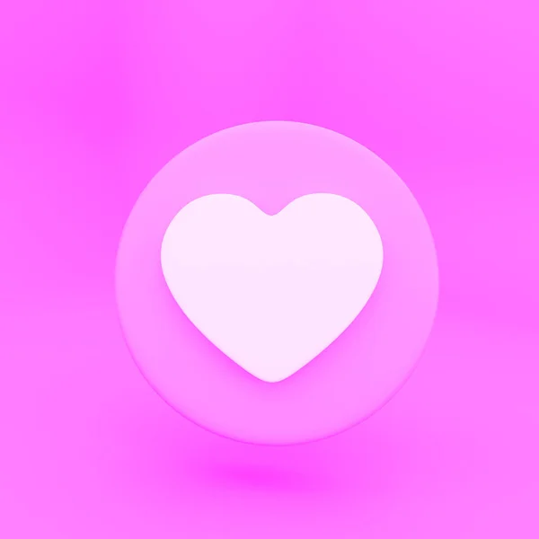 Icono del corazón sobre un slindir rosa aislado sobre fondo rosa. Símbolo de amor. 3d renderizar — Foto de Stock