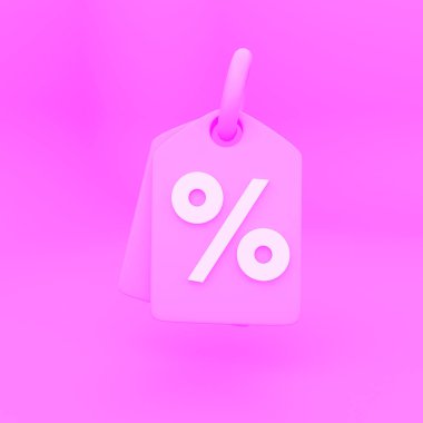 3D Rener illüstrasyon FİKETİ Kupon DisCOUNPON Logo İKONU Pembe arka planda izole edilmiş