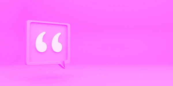 Минимальные кавычки символа на розовом фоне. 3d-рендеринг. — стоковое фото
