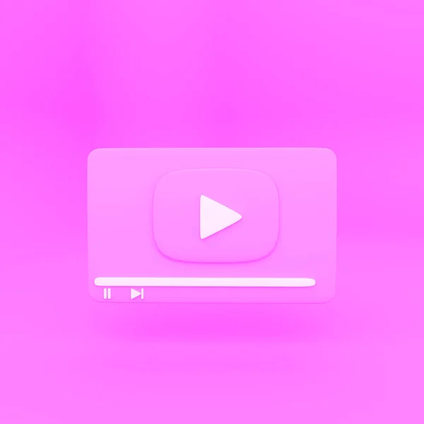 Kreatív minimális stílus 4k Videó médialejátszó Interface elszigetelt rózsaszín háttérrel. design közösségi média, banner, poszter és weboldal. 3D-s renderelés — Stock Fotó
