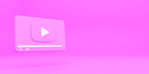 Creative minimal style 4k Video media player Interface isolated on pink background. design for Social media, banner, poster and website. 3d rendering — Stock Photo, Image