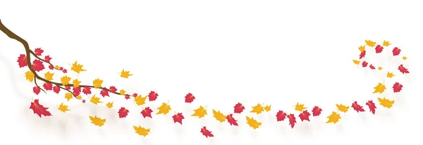 Cabang musim gugur dengan daun tumbang. Ilustrasi vektor. - Stok Vektor