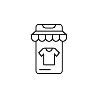 E-commerce smartphone, store, t shit outline vector icon.