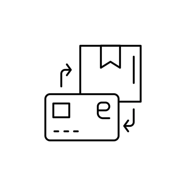 E-commerce coche, caja, icono de vector de contorno de flecha. — Archivo Imágenes Vectoriales