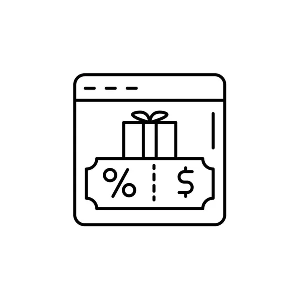 Sitio web, página, caja de regalo, cupón — Vector de stock