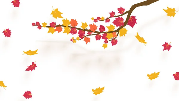 Latar belakang jatuh dengan daun. Kerangka musim gugur dari pohon - Stok Vektor