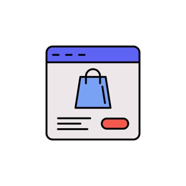 E-ticaret web sitesi, sayfa, paket, düğme renk vektörü simgesi.