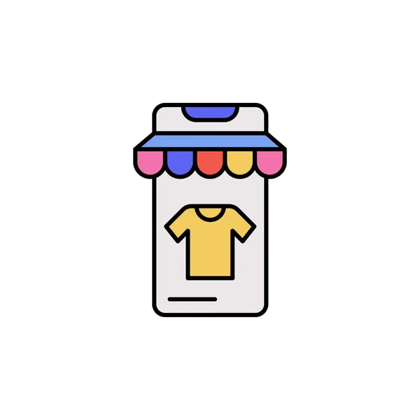 E-commerce smartphone, store, t shit color vector icon. — 스톡 벡터