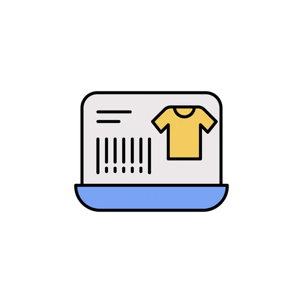 Comprar camisa icono de compras en línea. Dibujos animados de comprar camisa icono de vector de compras en línea para el diseño web aislado sobre fondo blanco — Vector de stock