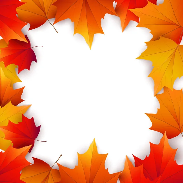 Latar belakang musim gugur dengan maple emas dan daun ek. Ilustrasi kertas vektor - Stok Vektor