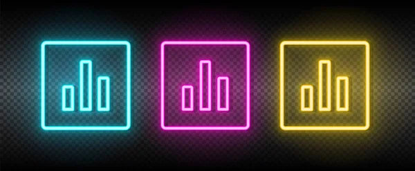 Analytics, graph neon vector icon. Illustration neon blue, yellow, red icon set. — Stock Vector