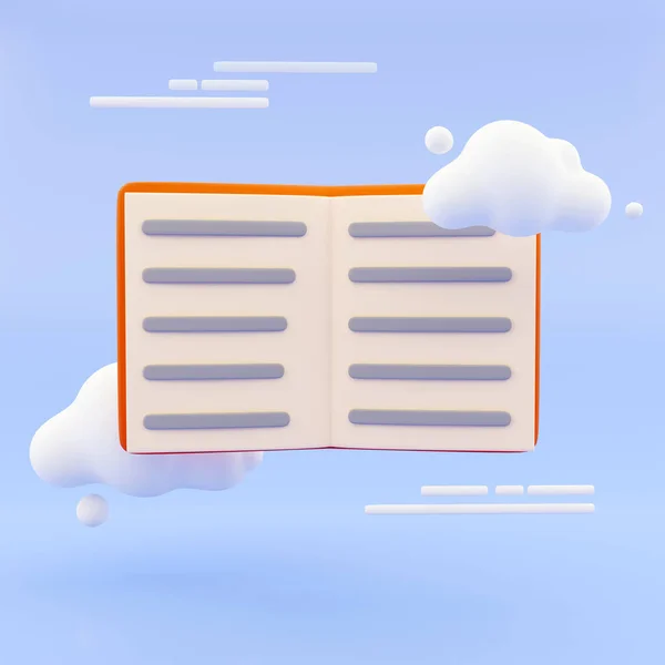 cartoon style minimal Open book isolated on pastel blue background. 3d rendering