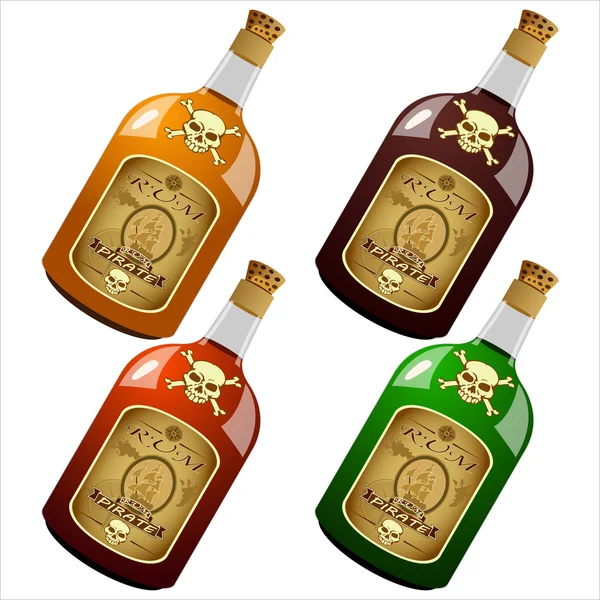 Palackok kalóz rum — Stock Vector