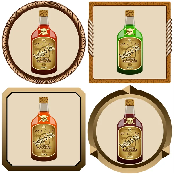Icons with pirate rum — Stock Vector © banderas777 100351668