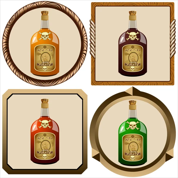 Icons with pirate rum Stock Vector