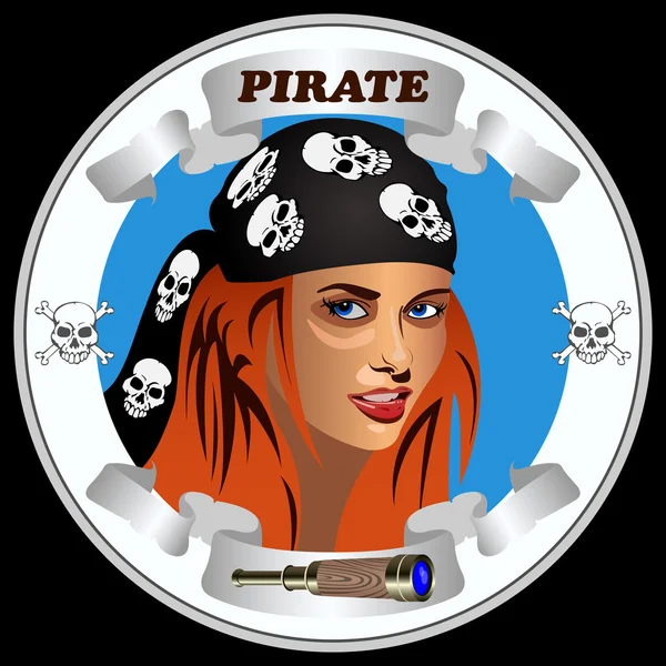 アイコンの女の子海賊 ベクターグラフィックス