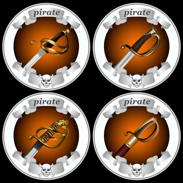 Iconos espadas piratas — Vector de stock