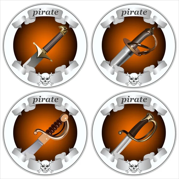 Iconos espadas piratas — Vector de stock