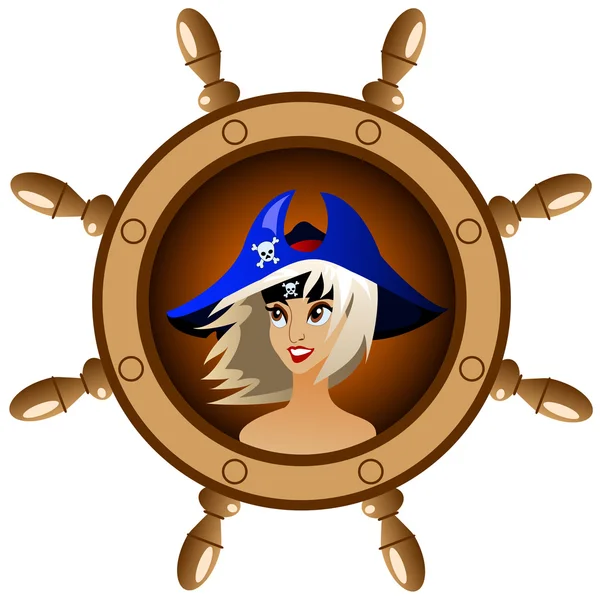 Icon girl pirates — Stock Vector