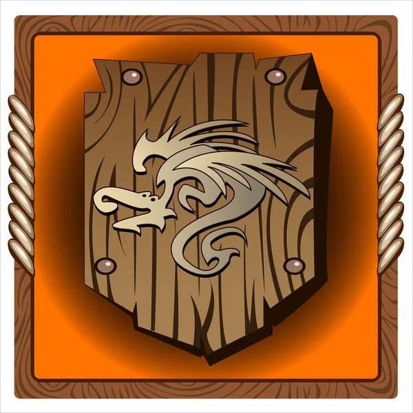 Icono escudo de madera — Archivo Imágenes Vectoriales