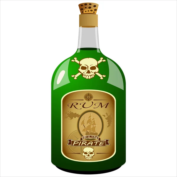 Bottiglia di rum pirata — Vettoriale Stock