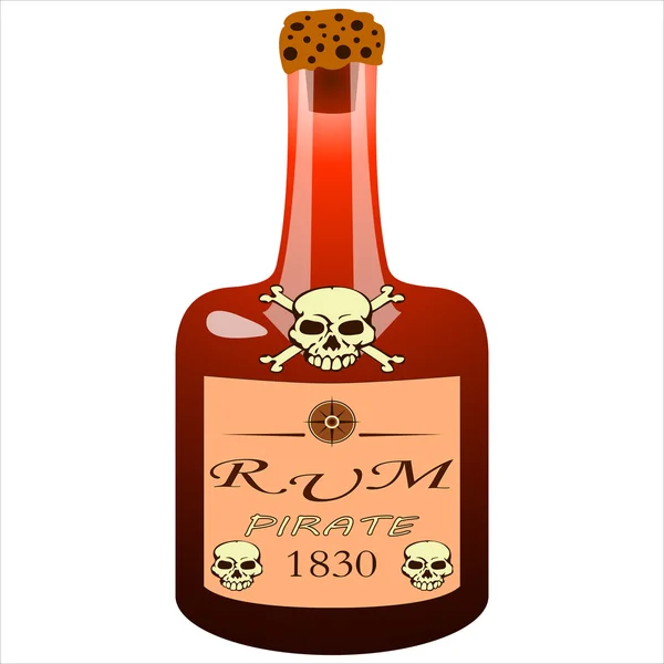 Botella de ron pirata — Vector de stock