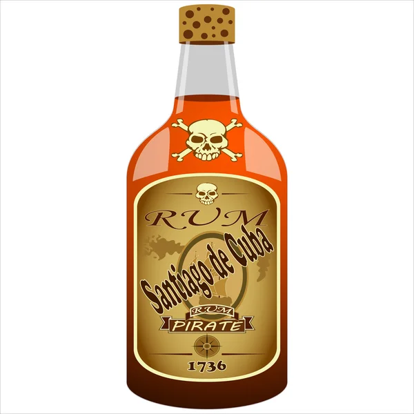 Fles van pirate-rum — Stockvector