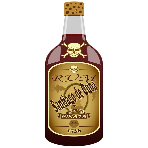Botella de ron pirata — Vector de stock