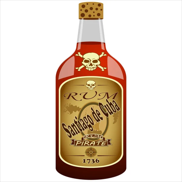 Bottiglia di rum pirata — Vettoriale Stock