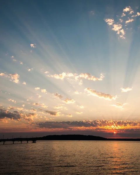 ピュー ジェット サウンドに沈む夕日 ストック画像