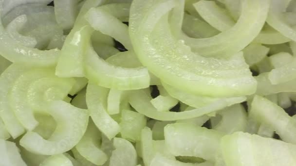 Frying Raw Onions In A pan — Stock Video