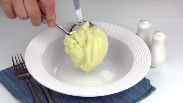 Serving Mashed Potato In Bowl — Stock Video