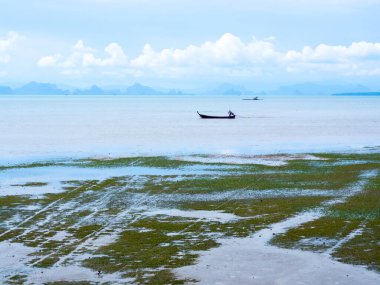 Adanın manzarası, sakin deniz ve Koh Yao Noi, Phang nga, Tayland 'daki balıkçıların yaşam tarzı.