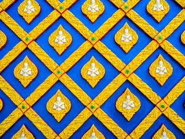 Güzel Tayland sanat sıva duvarı arka planı. Tayland usulü dikişsiz sıva desenini kapat.