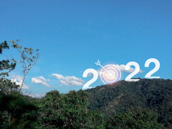 Felice Anno Nuovo 2022 Con Grandi Lettere Segno Icona Bersaglio — Foto Stock