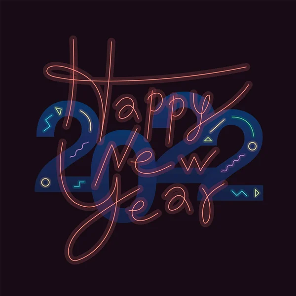 2022 Felice Anno Nuovo Sfondo Con Scrittura Neon Luce Script — Vettoriale Stock