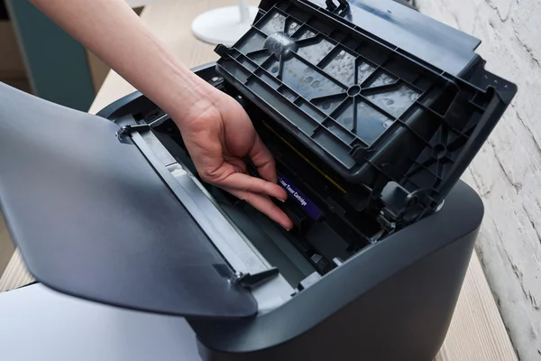 Extract cartridge of  laser printer to replace — Stock Photo, Image