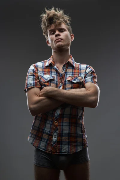 Badass man in shirt — Stockfoto