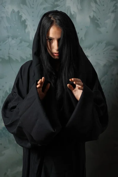 Scary nun in a cape — Stock Photo, Image