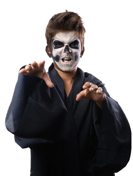 Teen with makeup skull cape wants  grab — Stock Photo, Image