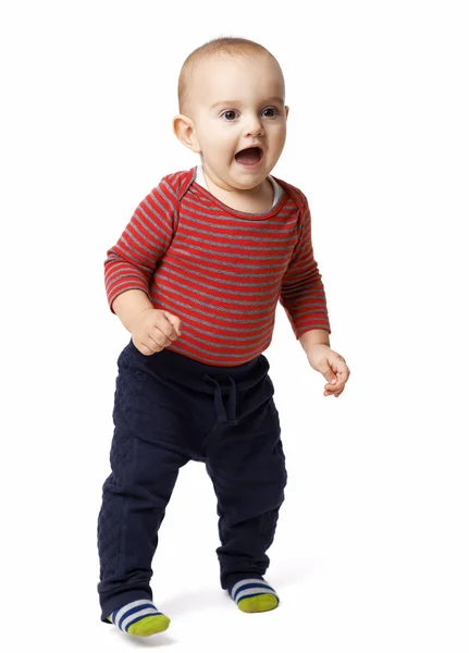 Scared little boy opened his mouth — Stock Photo, Image