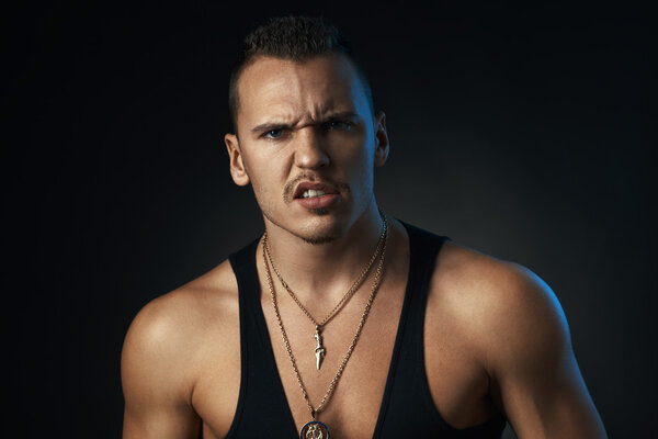 bad man on   black background