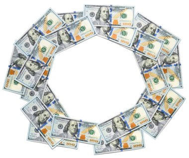 çerçeve 100 dolar faturaları yuvarlak