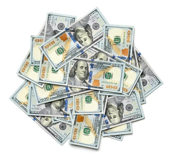 Um monte de notas de 100 dólares dos EUA — Fotografia de Stock