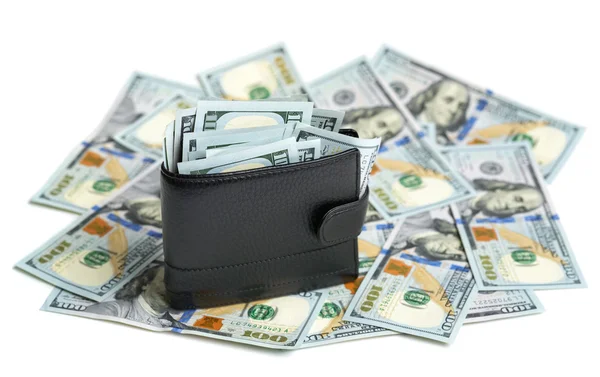 Full wallet on dollar bills — Stock Photo, Image