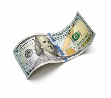 Beyaz arka plan üzerinde güzel yüz dolarlık banknot