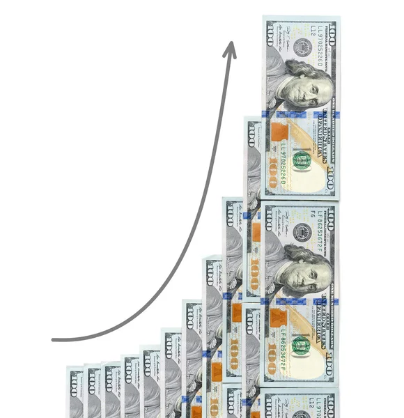 Geometrický růst zisku je zobrazen dolarů — Stock fotografie